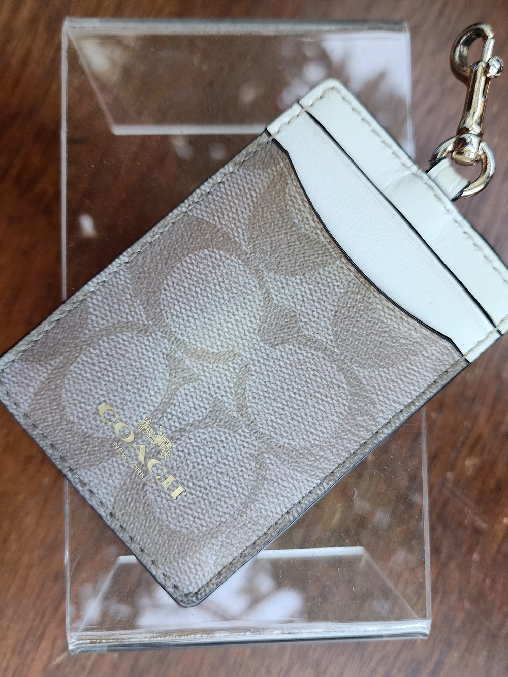 Coach ID (No Lanyard) in Signature Coated Canvas - Light Khaki / Chalk